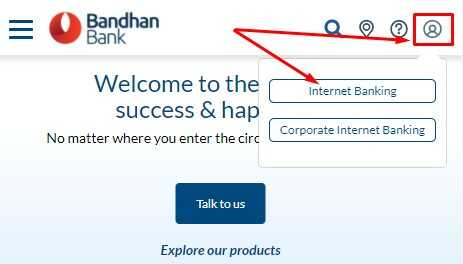 Bandhan bank netbanking login page