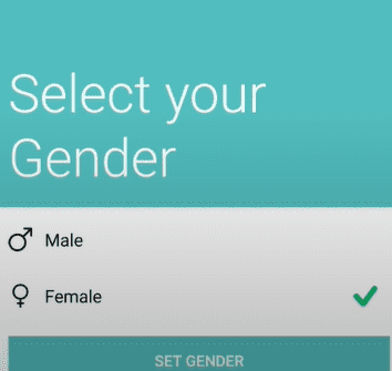 Chartr App Gender Select Page