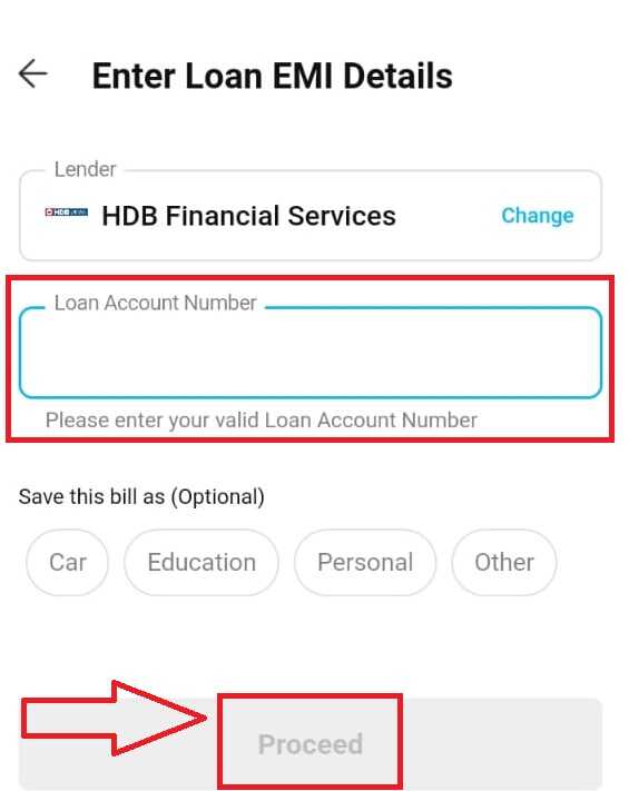 Paytm EMI Pay With Loan Acount number